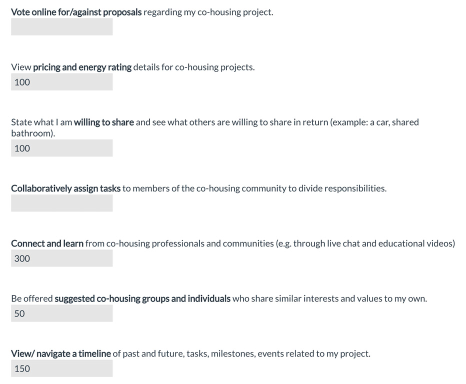 Validating our ideas with user-value ranking, made with SurveyMonkey